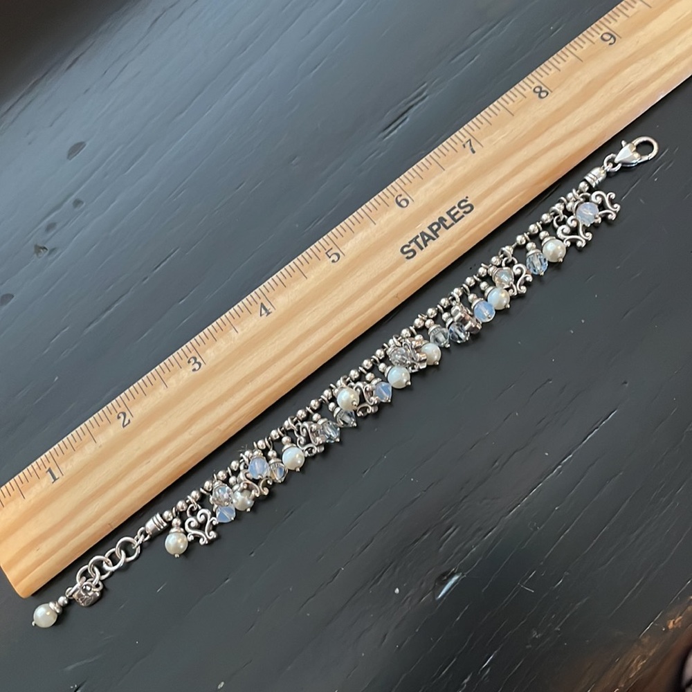 💒BRIGHTON NECKLACE EARRINGS BRACELETS MATCHING 3 Pc SET ~ PEARL CRYSTAL - Picture 10 of 16